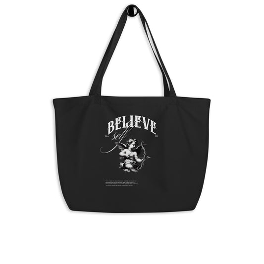 Believe in Yourself Large Organic Tote Bag – Eco-Friendly, Sustainable & Motivational Carryall