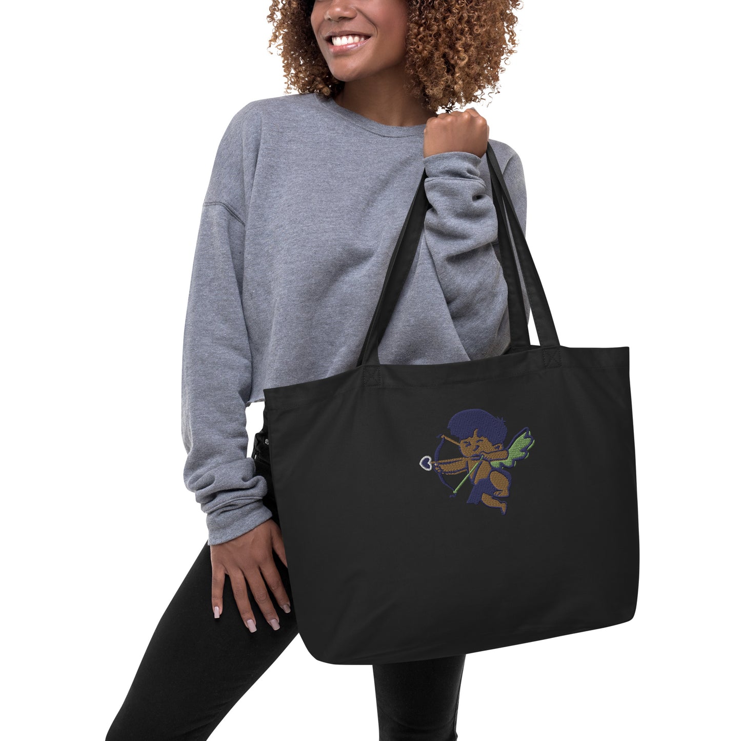 Lovers Embroidered Organic Tote Bag – a stylish, sustainable, and spacious tote for everyday use.
