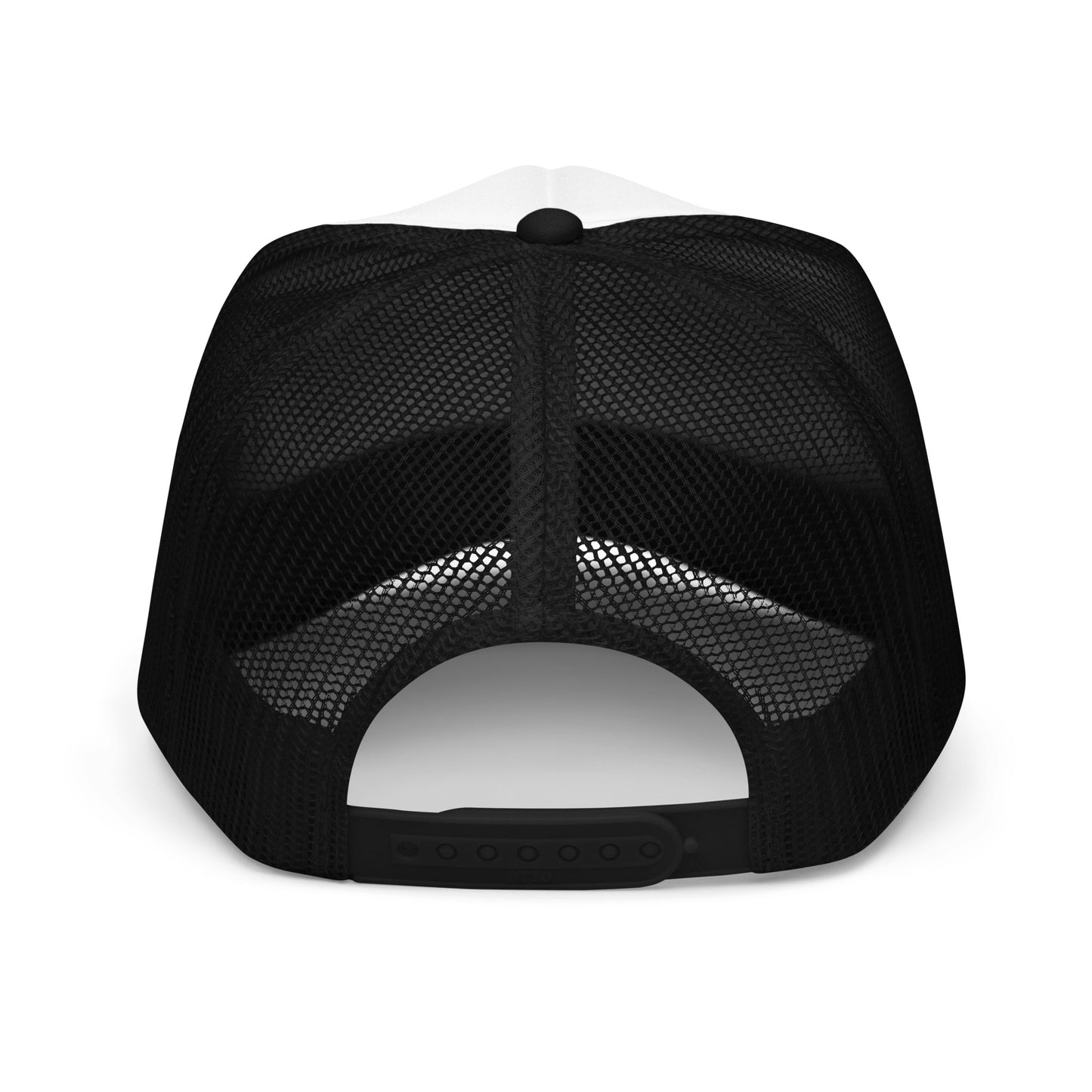 Cherub logo foam trucker hat, classic snapback cap for urban streetwear fashion.