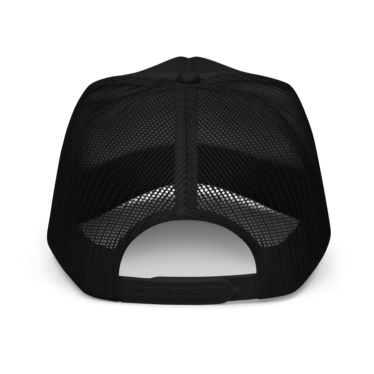 Cherub logo foam trucker hat, classic snapback cap for urban streetwear fashion.