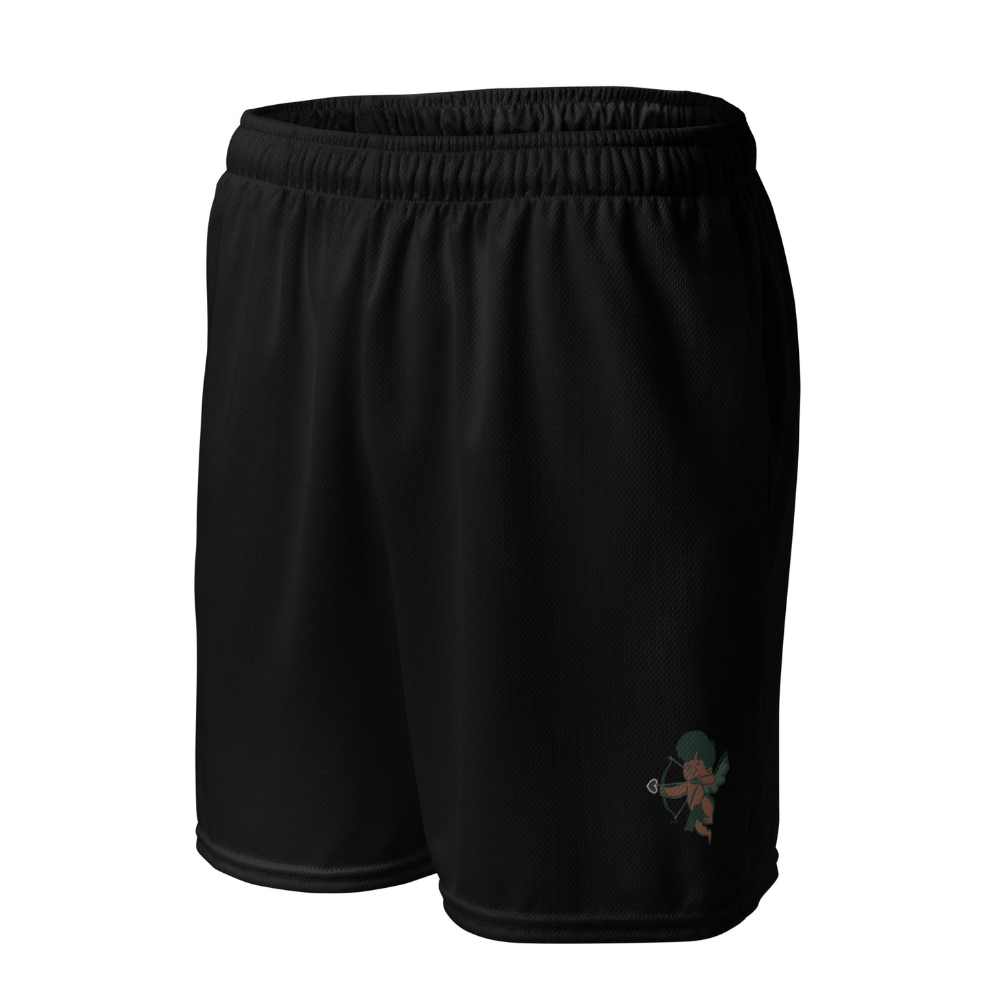 Black Cherub Mesh Shorts – stylish breathable athletic shorts for urban streetwear lovers.