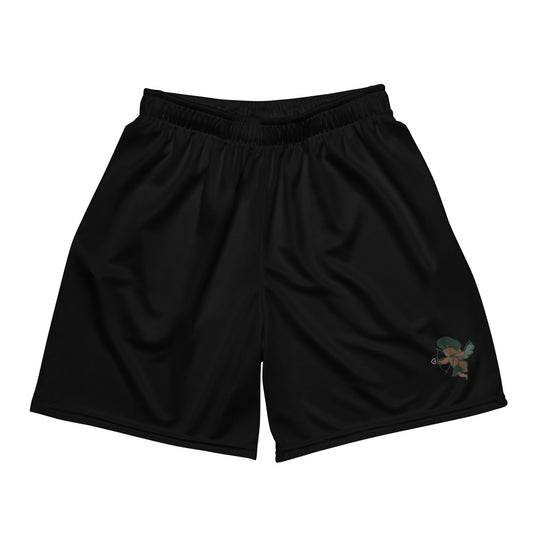 Black Cherub Mesh Shorts – stylish breathable athletic shorts for urban streetwear lovers.